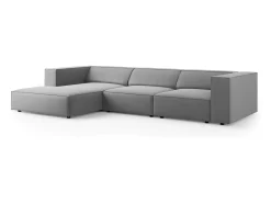 Sale - Sofá de canto esquerdo "Arendal" 4 lugares em veludo cinza claro - 284x166x70cm Sofá