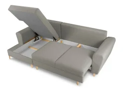 - Sofá convertível de canto esquerdo com caixa de arrumação "Kyoto" 4 lugares em tecido bouclé cinza - 241x145x88cm^Cosmopolitan Design Hot
