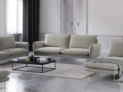 Sale - Sofá "Vienna" 3 lugares em tecido estrutural cinza claro - 200x92x95cm Sofá