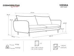 Sale - Sofá "Vienna" 3 lugares em tecido estrutural cinza claro - 200x92x95cm Sofá