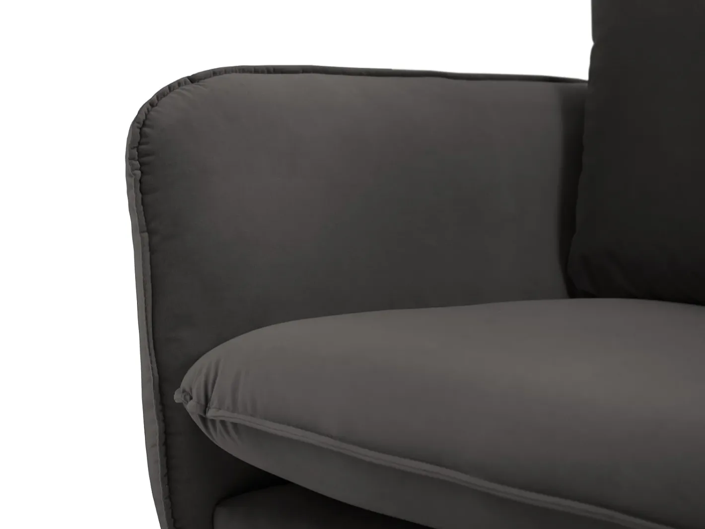 - Sofá de canto direito "Vienna" 6 lugares em veludo cinza escuro - 275x185x95cm*Cosmopolitan Design Best