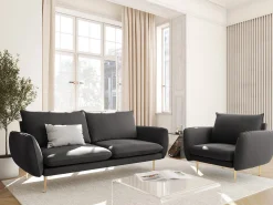- Sofá "Vienna" 2 lugares em veludo cinza escuro - 160x92x95cm^Cosmopolitan Design Best