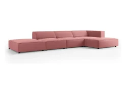 - Sofá de canto direito "Arendal" 5 lugares em veludo salmão - 341x166x70cm*Cosmopolitan Design Best