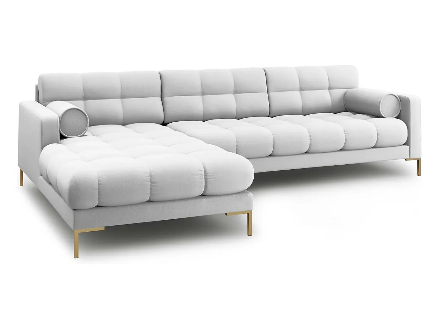 - Sofá de canto esquerdo "Bali" 5 lugares em tecido estrutural cinza claro - 293x185x75cm*Cosmopolitan Design Discount