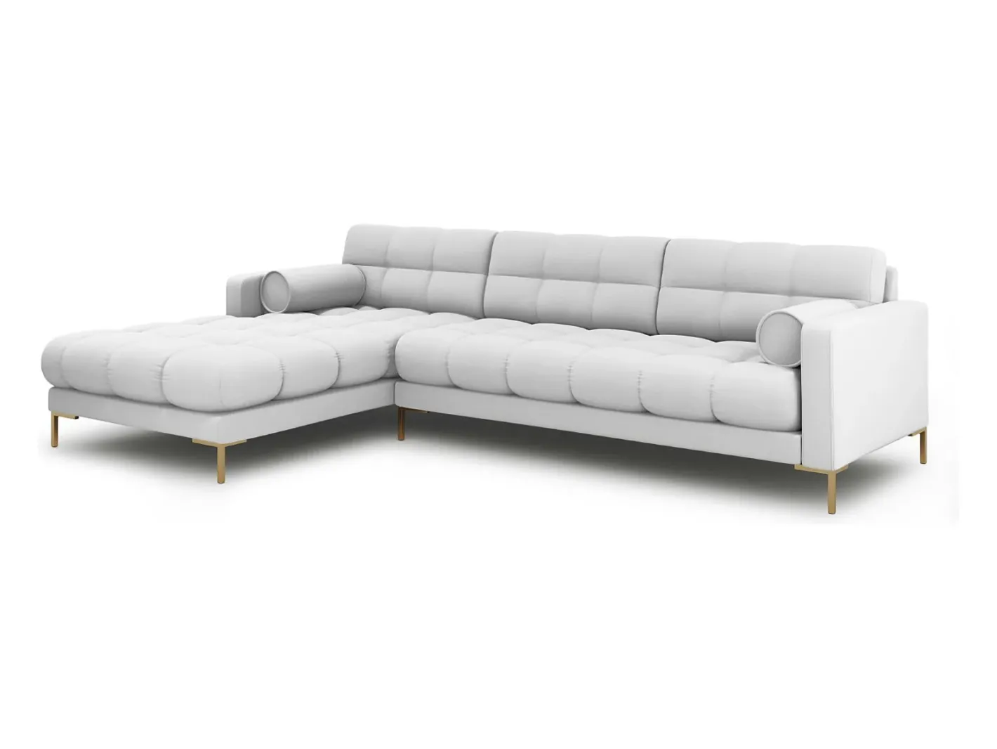 - Sofá de canto esquerdo "Bali" 5 lugares em tecido estrutural cinza claro - 293x185x75cm*Cosmopolitan Design Discount