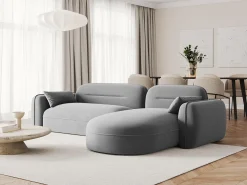 - Sofá modular de canto direito "Sydney" 4 lugares em veludo cinza claro - 275x165x70cm^Cosmopolitan Design Hot