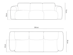 - Sofá "Nolio" 3 lugares em tecido chenille - 235x95x72cm*Cosmopolitan Design Online