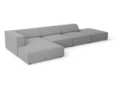 - Sofá de canto esquerdo "Arendal" 5 lugares em tecido chenille com efeito canelado cinza escuro - 341x166x70cm*Cosmopolitan Design New
