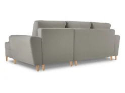 - Sofá convertível de canto direito com caixa de arrumação "Kyoto" 4 lugares em tecido bouclé cinza - 241x145x88cm^Cosmopolitan Design Outlet