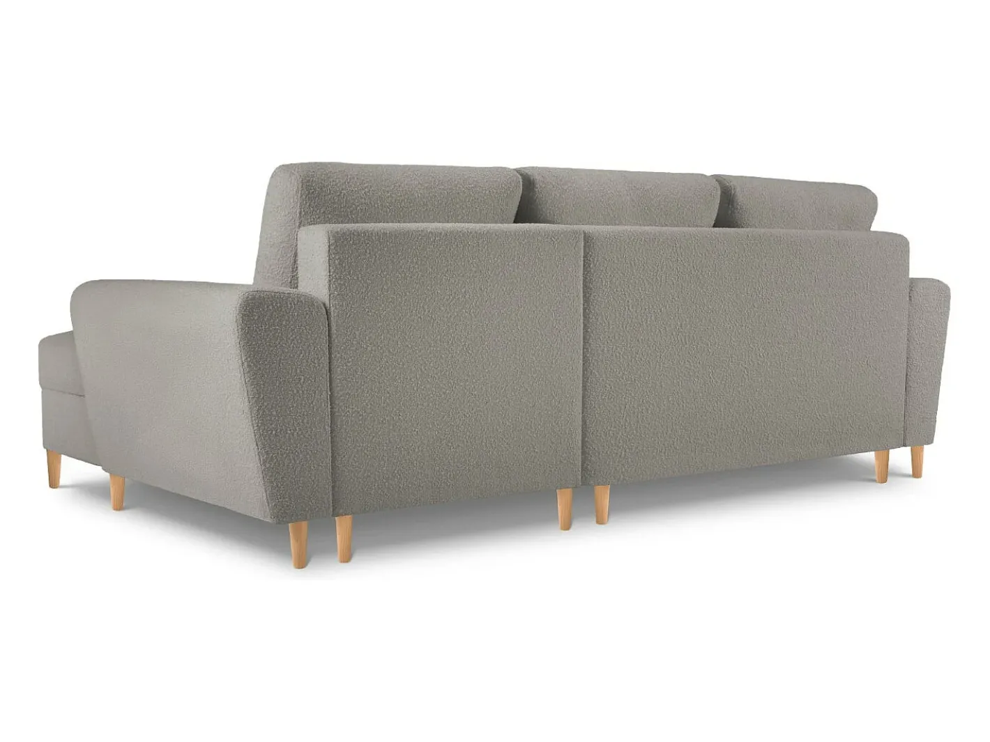 - Sofá convertível de canto direito com caixa de arrumação "Kyoto" 4 lugares em tecido bouclé cinza - 241x145x88cm^Cosmopolitan Design Outlet