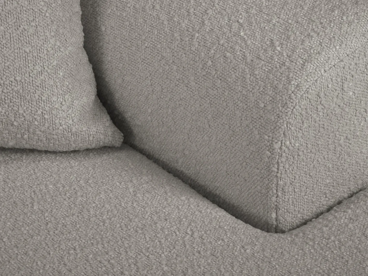 - Sofá convertível de canto direito com caixa de arrumação "Kyoto" 4 lugares em tecido bouclé cinza - 241x145x88cm^Cosmopolitan Design Outlet