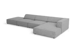 Sale - Sofá de canto direito "Arendal" 5 lugares em tecido chenille com efeito canelado cinza escuro - 341x166x70cm Sofá