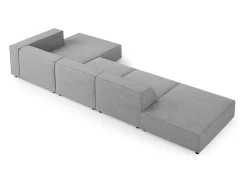 Sale - Sofá de canto direito "Arendal" 5 lugares em tecido chenille com efeito canelado cinza escuro - 341x166x70cm Sofá