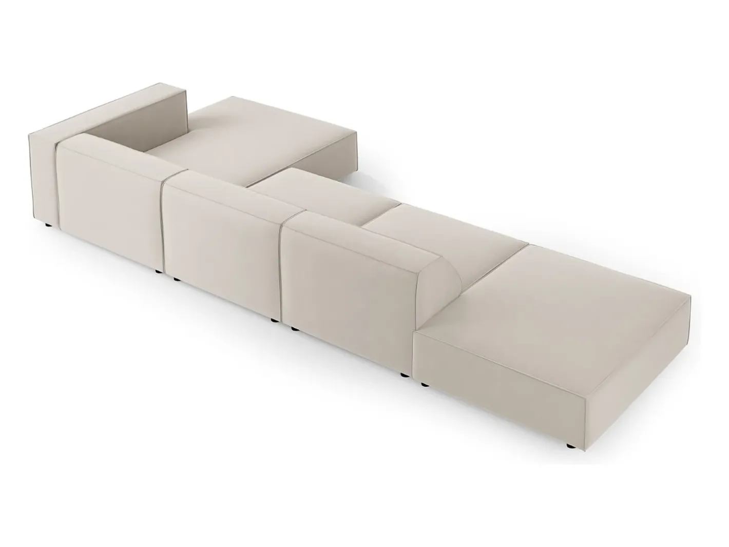 Sale - Sofá de canto direito "Arendal" 5 lugares em veludo cru - 341x166x70cm Sofá