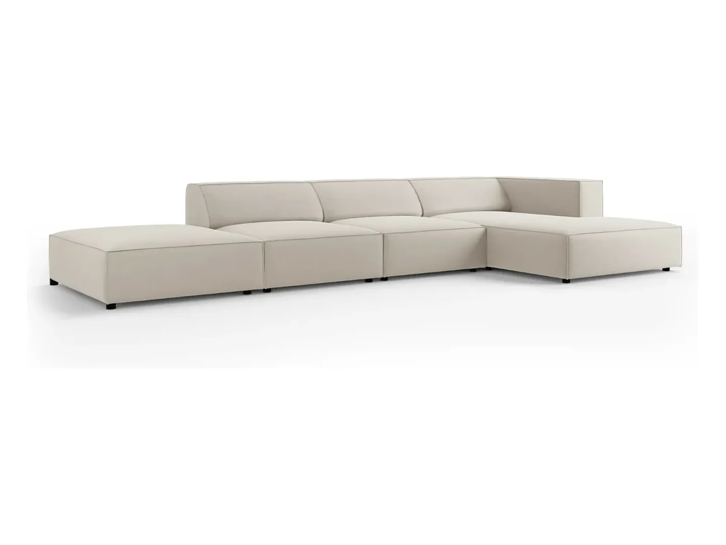 Sale - Sofá de canto direito "Arendal" 5 lugares em veludo cru - 341x166x70cm Sofá