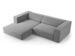 - Sofá de canto esquerdo "Arendal" 3 lugares em veludo cinza claro - 224x166x70cm*Cosmopolitan Design Sale