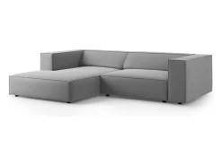 - Sofá de canto esquerdo "Arendal" 3 lugares em veludo cinza claro - 224x166x70cm*Cosmopolitan Design Sale