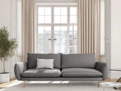 - Sofá "Vienna" 4 lugares em veludo cinza claro - 230x92x95cm^Cosmopolitan Design Online