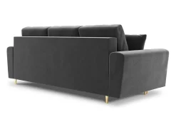 - Sofá-cama com compartimento de arrumação "Kyoto" 3 lugares em veludo cinza claro - 235x100x88cm*Cosmopolitan Design Online