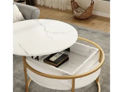 Vicco Mesa De Centro*Couchtisch mármore branco 77x77x52 marlo Branco sujo