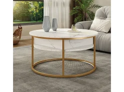 Vicco Mesa De Centro*Couchtisch mármore branco 77x77x52 marlo Branco sujo