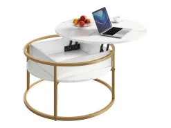Vicco Mesa De Centro*Couchtisch mármore branco 77x77x52 marlo Branco sujo