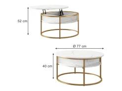 Vicco Mesa De Centro*Couchtisch mármore branco 77x77x52 marlo Branco sujo