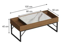 Vicco Mesa De Centro*Couchtisch noz 105x50x40 lunero Natural escuro