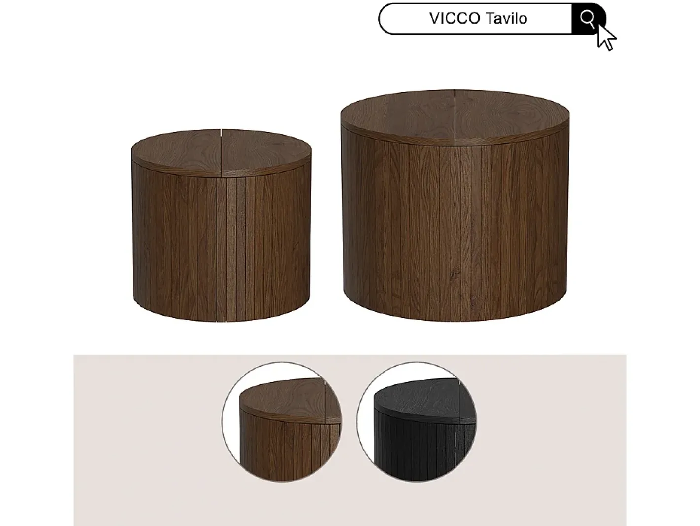 Vicco Mesa De Centro*Couchtisch noz 48x48x38 tavilo Natural escuro