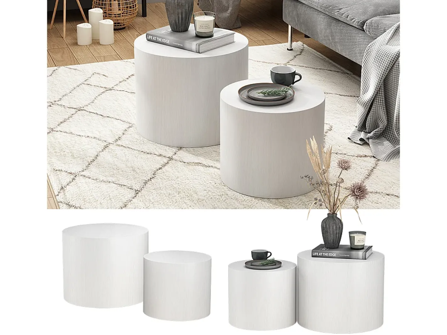 Vicco Mesa De Centro*Couchtisch-Set 48x48x38 giva Branco