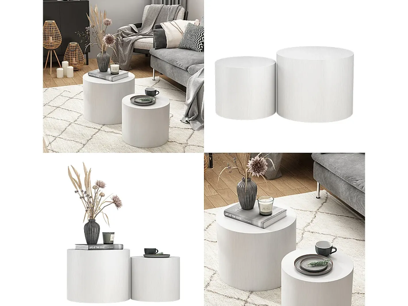 Vicco Mesa De Centro*Couchtisch-Set 48x48x38 giva Branco
