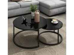 Vicco Mesa De Centro*Couchtisch-Set alto brilho 77x77x39.5 montreal Preto