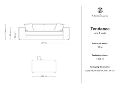 - Sofá "Tendance" 3 lugares em veludo cinza claro - 220x122x72cm^CXL by Christian Lacroix Clearance