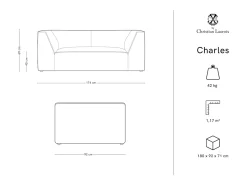 - Sofá "Charles" 2 lugares em veludo cinza escuro - 174x92x69cm*CXL by Christian Lacroix Outlet