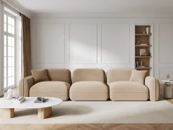 CXL by Christian Lacroix Sofá*- Sofá modular "Lucien" 4 lugares em veludo areia - 320x90x70cm Camel