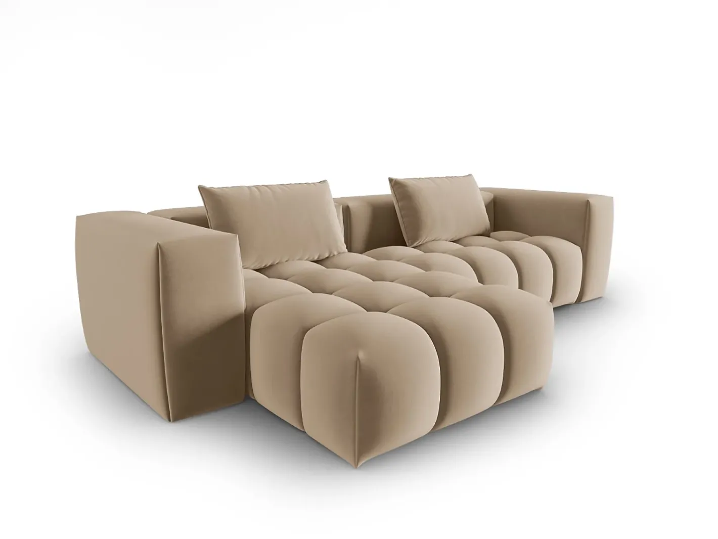- Sofá modular de canto esquerdo "Lorella" 3 lugares em veludo areia - 260x145x70cm*CXL by Christian Lacroix Online