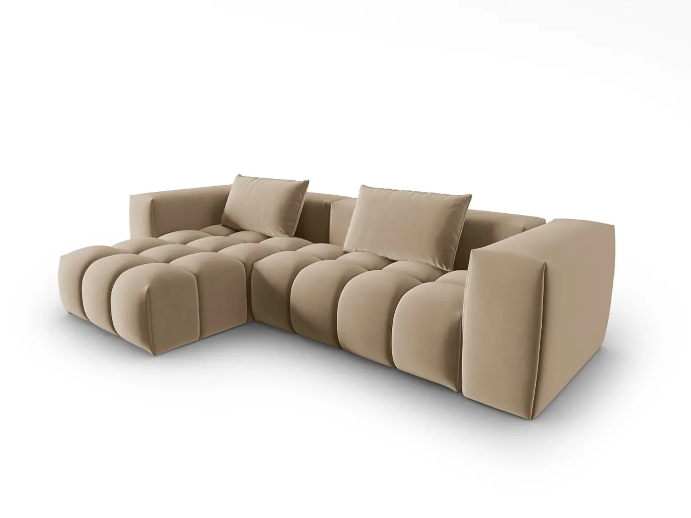 - Sofá modular de canto esquerdo "Lorella" 3 lugares em veludo areia - 260x145x70cm*CXL by Christian Lacroix Online