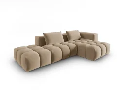 Online - Sofá modular de canto direito "Lorella" 4 lugares em veludo areia - 265x145x70cm Sofá