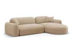 - Sofá modular de canto direito "Lucien" 4 lugares em veludo areia - 275x165x70cm*CXL by Christian Lacroix