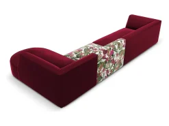 - Sofá de canto direito "Charles" 5 lugares em veludo padrão de rosas de jardim, vermelho - 366x180x69cm^CXL by Christian Lacroix Best