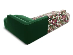 - Sofá de canto direito "Charles" 4 lugares em veludo padrão de rosas de jardim, verde - 273x180x69cm^CXL by Christian Lacroix Best