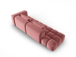 New - Sofá modular virado para a esquerda "Lorella" 3 lugares em veludo salmão - 265x85x70cm Sofá