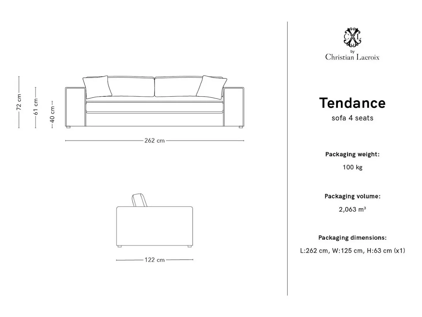 - Sofá "Tendance" 4 lugares em veludo cotelê - 262x122x72cm*CXL by Christian Lacroix Online