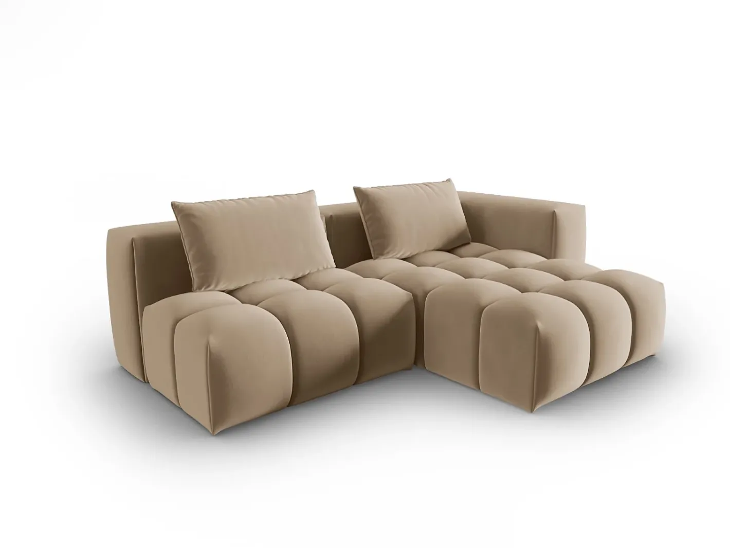 - Sofá modular de canto direito "Lorella" 3 lugares em veludo areia - 205x145x70cm^CXL by Christian Lacroix Online