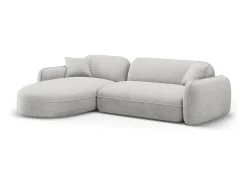 Online - Sofá modular de canto esquerdo "Lucien" 4 lugares em veludo cinza claro - 275x165x70cm Sofá
