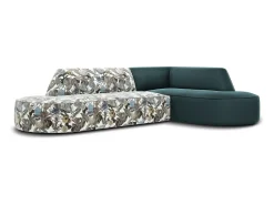 - Sofá de canto direito "Charles" 4 lugares em veludo azul claro padrão jardim, azul - 273x180x69cm*CXL by Christian Lacroix Discount