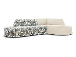 - Sofá de canto direito "Charles" 4 lugares em veludo padrão de jardim azul claro, bege - 273x180x69cm*CXL by Christian Lacroix Online