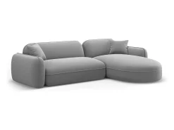 - Sofá modular de canto direito "Lucien" 4 lugares em veludo cinza claro - 275x165x70cm*CXL by Christian Lacroix Outlet