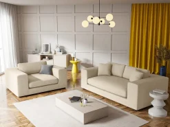 Sale - Sofá "Tendance" 1,5 lugares em veludo cotelê claro - 156x122x72cm Sofá