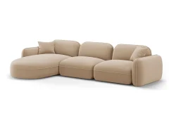 Discount - Sofá modular de canto esquerdo "Lucien" 4 lugares em veludo areia - 320x165x70cm Sofá